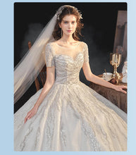Load image into Gallery viewer, Bridal Dress Sweep Train Back Lace Up Sequins Elegant Wedding Dress
