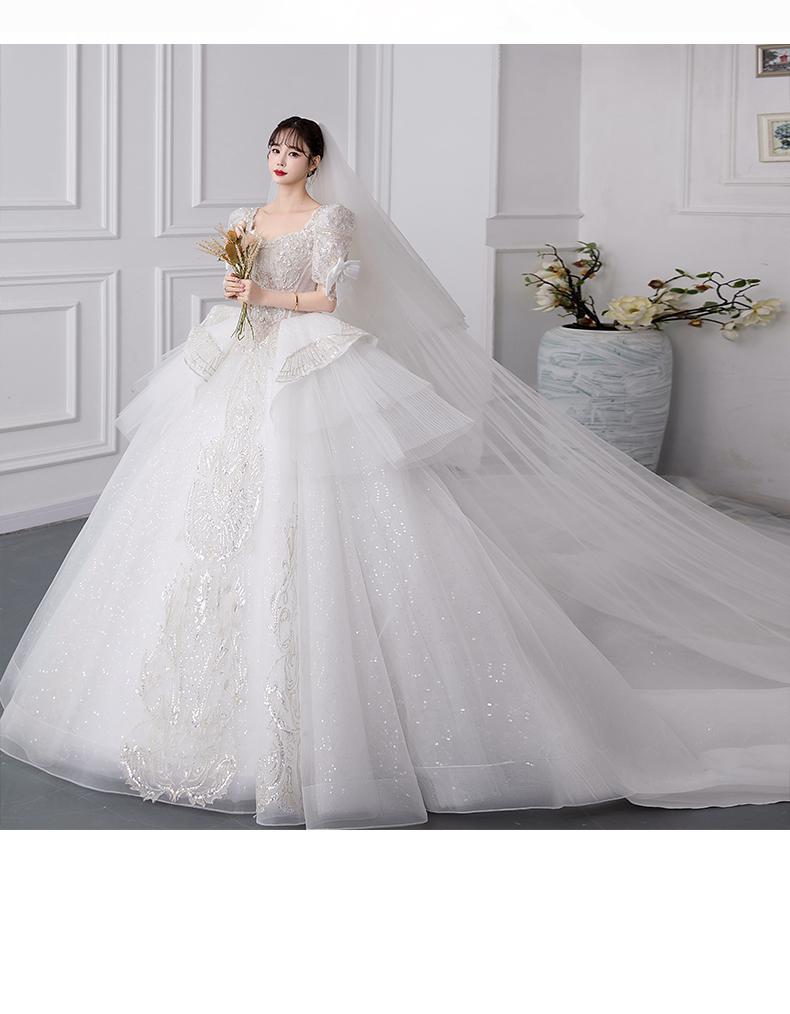 Luxury Short Sleeve With Bow Lace Up Bridal Ball Gown