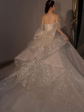 Load image into Gallery viewer, Strapless Wedding Dress Off The Shoulder With Bow Glittery Lace
