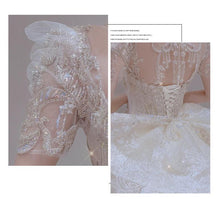 Load image into Gallery viewer, Luxury Vintage Shiny Long Train Big Beading Ball Gown
