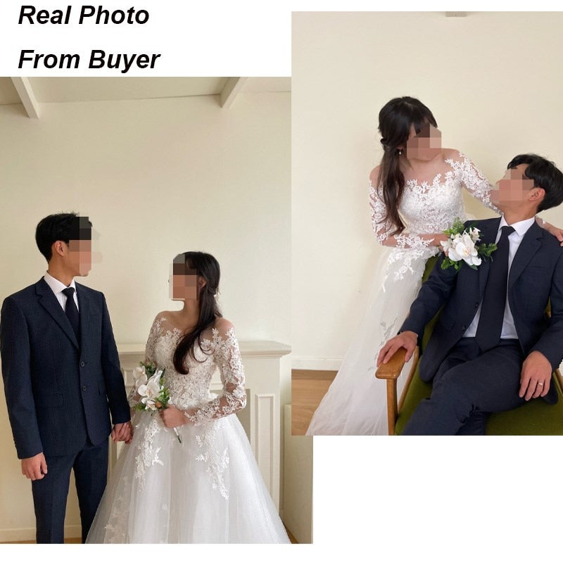 Full Sleeve Lace Ball Gown Wedding Dress