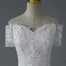 Load image into Gallery viewer, Vintage Off The Shoulder Mermaid Wedding Dress Shining Sequins Lace
