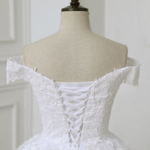 Load image into Gallery viewer, Off The Shoulder Lace Ball Gown Simple Wedding Dress
