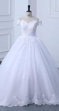 Load image into Gallery viewer, Off The Shoulder Lace Ball Gown Simple Wedding Dress

