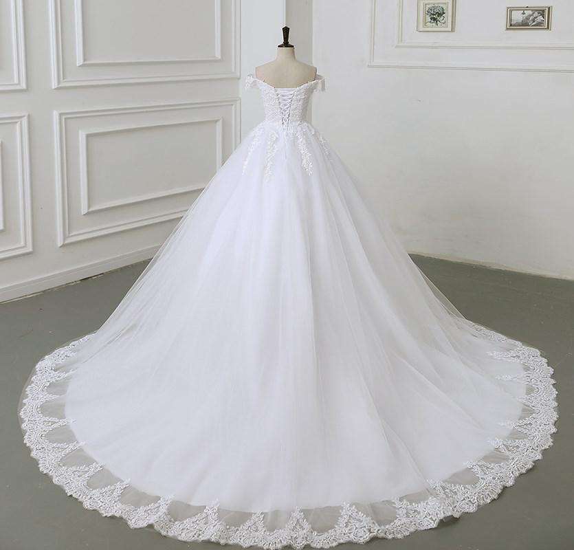 Off The Shoulder Lace Ball Gown Simple Wedding Dress