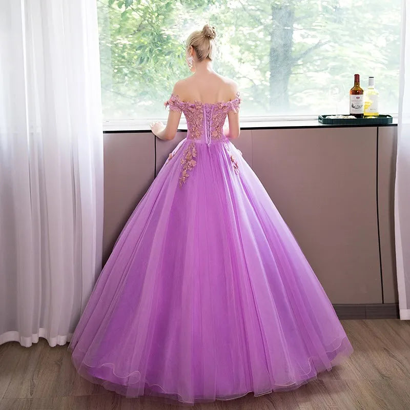 Light Purple Quinceanera Dresses Party Prom Lace Embroidery Off The Shoulder Ball Gown Quinceanera Dress