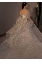 Load image into Gallery viewer, Strapless Wedding Dress Off The Shoulder With Bow Glittery Lace
