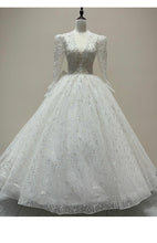 Load image into Gallery viewer, Long Sleeve Wedding Dress Sexy Deep V-neck Lace Applique Bridal Dress With A Bow

