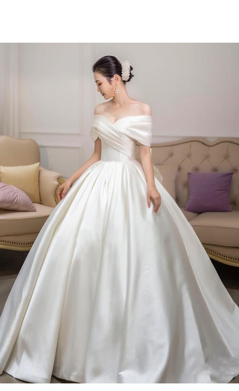 Simple Satin Wedding Dress Bridal Ball Gown