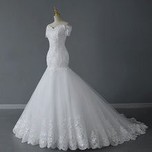 Load image into Gallery viewer, Vintage Off The Shoulder Mermaid Wedding Dress Shining Sequins Lace
