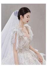Load image into Gallery viewer, Luxury Wedding Dress Lace Embroidery Backless Sweep Train Custom Made
