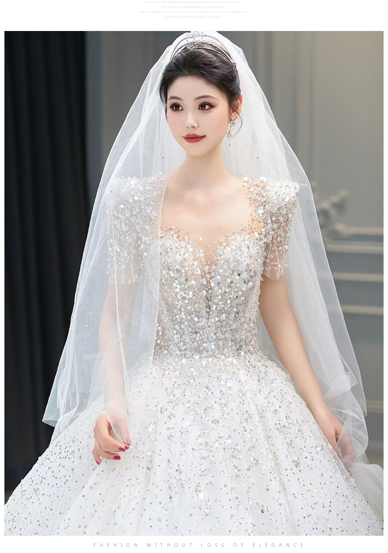Wedding Dress Plus Size Bridal Gowns Custom Made  Short Sleeves