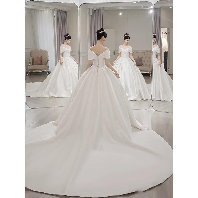 Simple Satin Wedding Dress Bridal Ball Gown