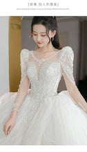 Load image into Gallery viewer, off white Plus Size Wedding Dresses Long Sleeve Luxury CRYSTAL Edge
