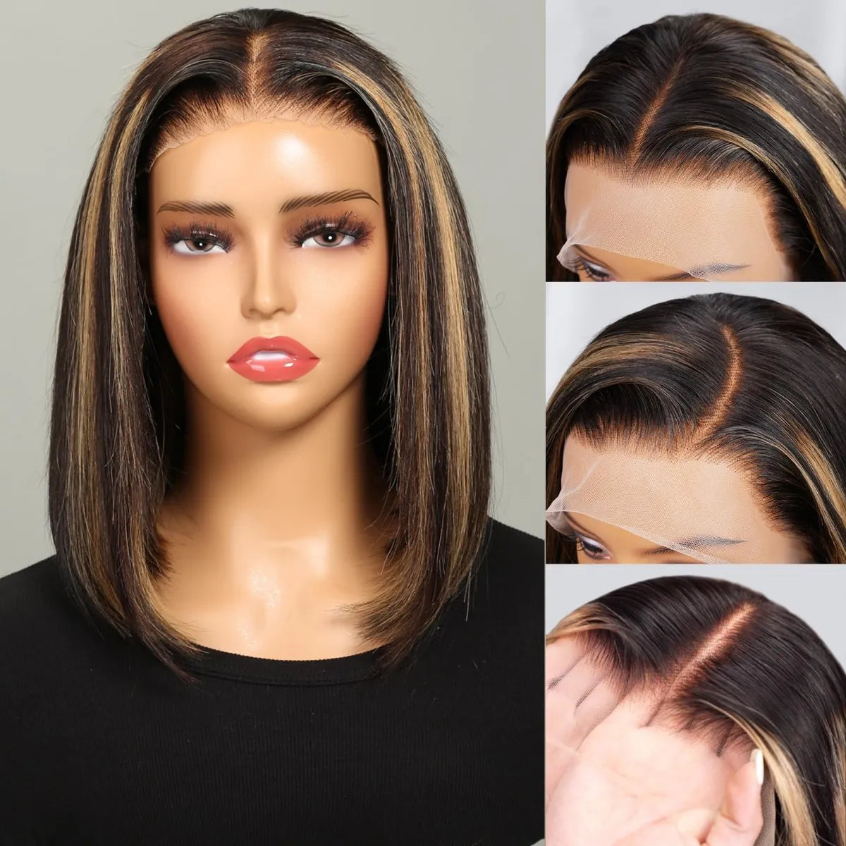Wear and Go Glueless Bob Wigs Human Hair Pre Plucked Pre Cut P1b/27 10 IN 5x5 HD Lace Closure Wig Highlight 100% Human Hair Wigs