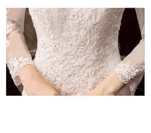 Load image into Gallery viewer, Long Sleeve Mermaid Wedding Dress Simple Lace Applique O-neck

