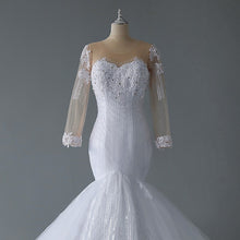 Load image into Gallery viewer, Long Sleeve Mermaid Wedding Dress With Small Train Elegant O Neck
