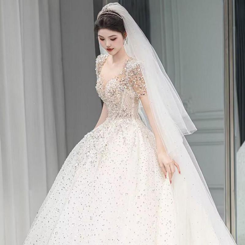 Wedding Dress Plus Size Bridal Gowns Custom Made  Short Sleeves