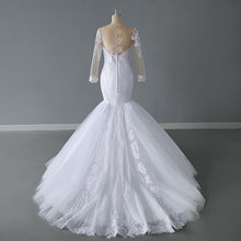Load image into Gallery viewer, Long Sleeve Mermaid Wedding Dress With Small Train Elegant O Neck
