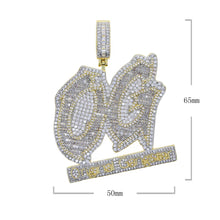 Load image into Gallery viewer, Iced Out Bling Two Tone Color CZ Letter Original Gangster Pendant Necklace Black Cubic Zirconia OG Charm Men Hip Hop Jewelry
