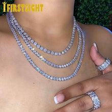 Load image into Gallery viewer, Iced Out Bling AAA Zircon 1 Row Tennis Chain Necklace Rose Gold Silver Color 5mm CZ Charm Choker Men Women Hip hop Jewelry

