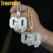 Load image into Gallery viewer, Bling Letters GO Crazy Pendant Necklace Two Tone Silver Color CZ Zircon Crazy Necklaces Men&#39;s Women Hip Hop Jewelry
