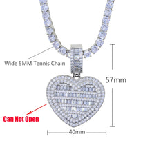 Load image into Gallery viewer, Silver Color Heart Pendant Necklace For Women Men 5mm CZ Tennis Chain Iced Zircon Cubic Zirconia Choker Hip Hop Fashion Jewelry
