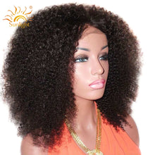 Load image into Gallery viewer, Mongolian Afro Kinky Curly Wig Natural 1B 13x4 Lace Front Human Hair Wigs For Black Women Pre Plucked 150 Sunlight Remy Hair Wig
