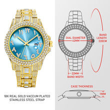 Load image into Gallery viewer, Couple Luxury Diamond Watches For Men MISSFOX Unique Ice Blue Styless Arabic Number Waterpoof Quartz Watches For Women Male New

