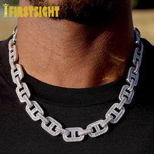 Load image into Gallery viewer, 15mm Lock Pin CZ Link Necklaces Bling Cubic Zirconia Gold Silver Color Cuban Link Chain Necklace Men Hip Hop Jewelry
