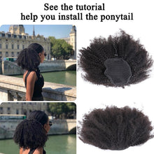 Load image into Gallery viewer, Drawstring Ponytails Extensions Peruvian Afro Kinky Curly Hair 4B 4C Clip In Human Hair Extensions Ponytail Sunlight Remy Hair
