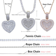 Load image into Gallery viewer, New Can Be Opened Heart shaped Photo Pendant Necklace For Women Men Iced Zircon Cubic Zirconia Tennis Chain Locket Love Jewelry
