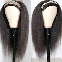 Load image into Gallery viewer, Yaki Straight Headband Human Hair Wigs Brazilian 150% Density Remy Hair Begginer Scarf  Wigs Full Machine Made Wig For Women
