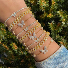 Load image into Gallery viewer, Iced Out Bling 2mm CZ Tennis Chain Butterfly Bracelet Luxury Animal Charm Silver Color Bracelets Women Hiphop Fashion Jewelry
