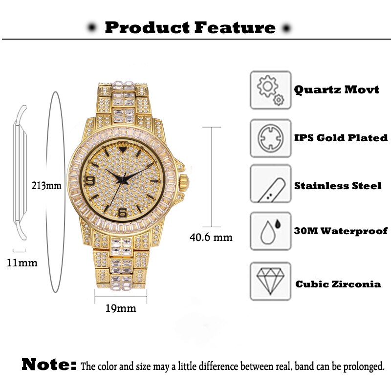 MISSFOX Baguette Bezel Luxury Watches Men High Quality Jewelry Waterproof Quartz Watches for Lover Couple Trending Products 2021