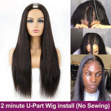 Load image into Gallery viewer, Brazilian Straight U Part Human Hair Wigs 150%  Straight Headband Human Hair Wig Remy Hair Machine Made Wig For Black Women
