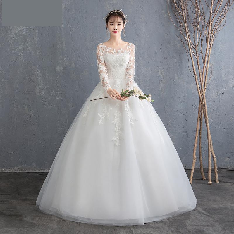 Cheap Wedding Dress 2023 New Full Sleeve Classic Embroidery Lace Up Ball Gown Princess Wedding Dresses Robe De Mariee
