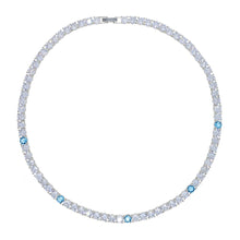 Load image into Gallery viewer, Bling AAA Zircon 5mm Tennis Chain Necklace Silver Color Two Tone Color Blue CZ Choker Women Men Hip Hop Fashio Jewelry
