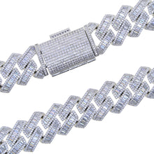 Load image into Gallery viewer, Bling 19mm Baguette CZ Heavy Chunky Cuban Link Chain Necklace Silver Color 5A Zircon Big Hip Hop Men Women Jewelry
