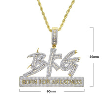 Load image into Gallery viewer, Two Tone Color Bling Letters BFG Pendant Necklace 5A Zircon Born For Greatness Charm Necklaces Men&#39;s Hip Hop Jewelry
