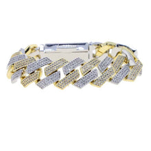 Load image into Gallery viewer, 19mm Two Tone Cuban Link Bracelet Micro Pave AAA Cubic Zircon Chain Bracelet 3 Row Iced Out Bling Charm Hip Hop Men Jewelry
