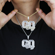 Load image into Gallery viewer, Bling Letters GO Crazy Pendant Necklace Two Tone Silver Color CZ Zircon Crazy Necklaces Men&#39;s Women Hip Hop Jewelry
