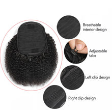 Load image into Gallery viewer, Drawstring Ponytails Extensions Peruvian Afro Kinky Curly Hair 4B 4C Clip In Human Hair Extensions Ponytail Sunlight Remy Hair
