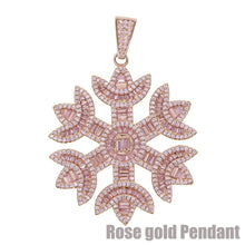 Load image into Gallery viewer, Rose Gold Pink Snowflake Pendant Necklace 5MM CZ Tennis Micro Pave Cubic Zirconi Hip Hop Choker Women Fashion Jewelry

