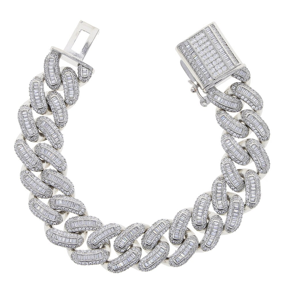 Iced Out Bling 18mm CZ Heavy Chunky Cuban Link Chain Bracelet Gold Silver Color 5A Zircon Hip Hop Fashion Women Men Jewelry