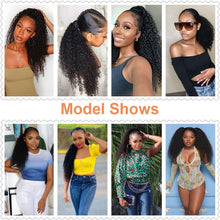 Load image into Gallery viewer, Mogolian Afro Kinky Curly Drawstring Ponytail Human Hair Ponytail Extensions 10-28 Inch Long Remy Hair Afro Kinky Curly Ponytail
