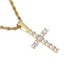 Load image into Gallery viewer, MISSFOX Cross Men&#39;s Necklace 18K Gold AAA Zircon 925 Sterling Silver Chain Pendant For Men Women Wholesale Popular Item
