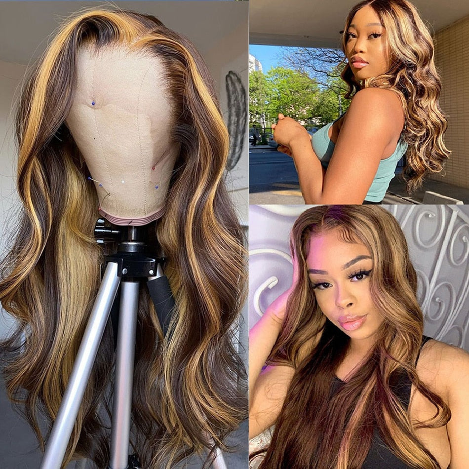 Highlight Wig Human Hair Ombre Lace Front Wigs