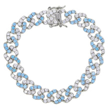 Load image into Gallery viewer, Hip Hop Gold Silver Color Iced Out Crystal 9mm Miami Cuban Chain Bracelet Two tone With White &amp;Blue Rock Women man jewelry
