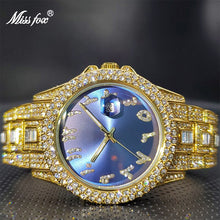 Load image into Gallery viewer, Relogio Luxury Brand MISSFOX Gold Dimaond Royal Blue Sunbrust Dial Elegant Watches Calendar Waterproof Latest Explosion Models
